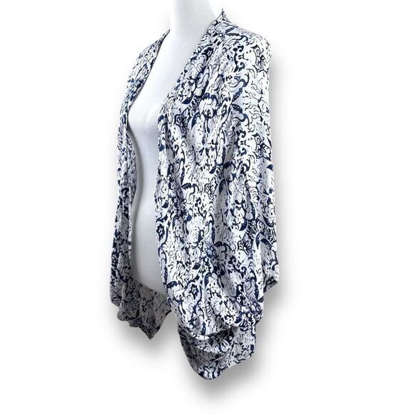 En Crème Women's S Open Front Kimono Cover Up Blue Boho Open Front Beach Layer - Picture 2 of 7